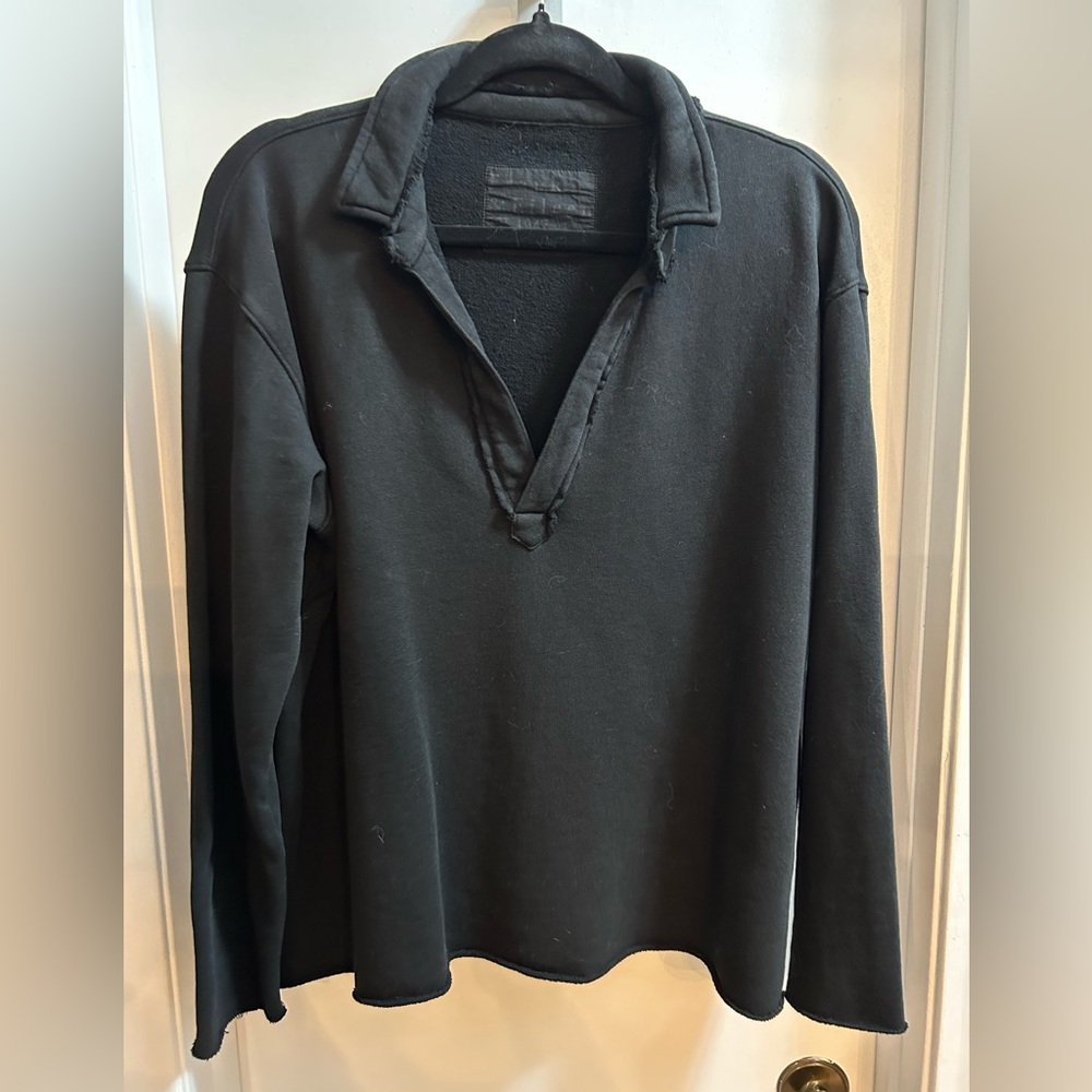 Frank & Eileen Patrick Triple Fleece Popover Henley. Black. Size XL. Worn once!